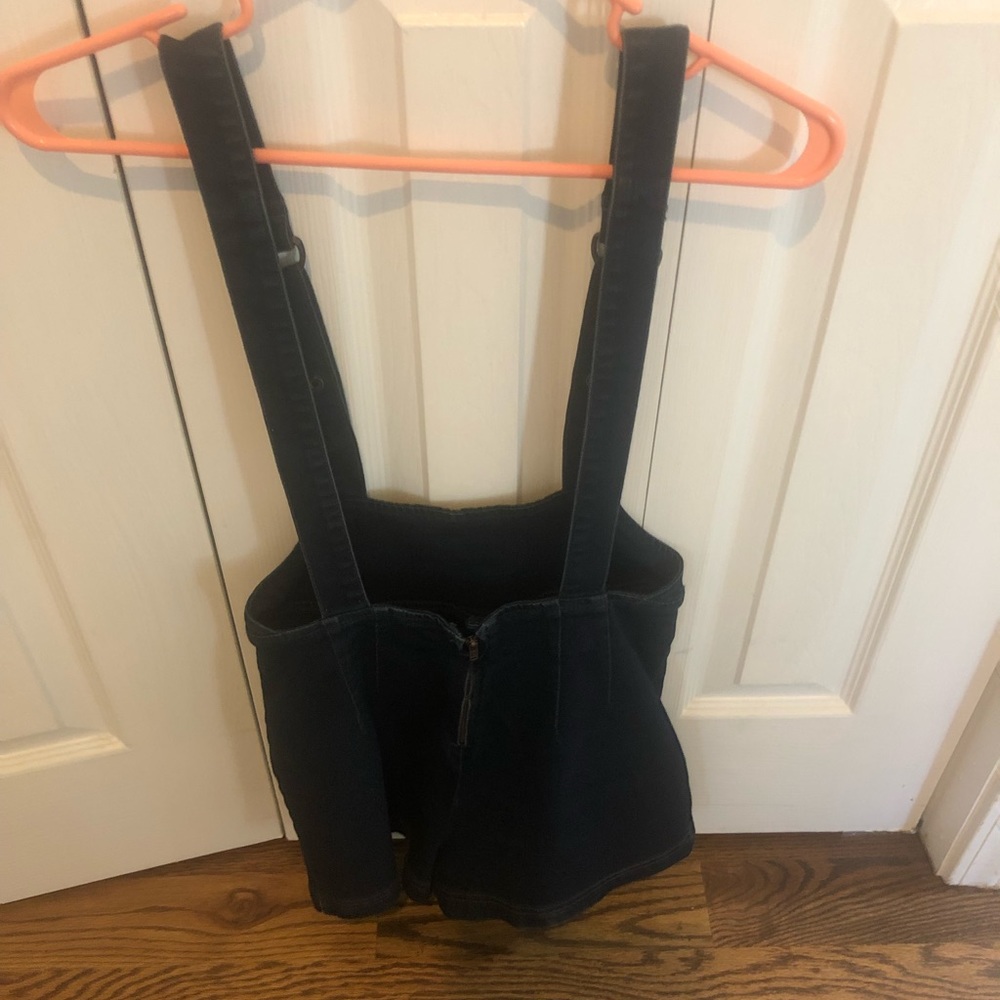 Free people denim shorts overalls.